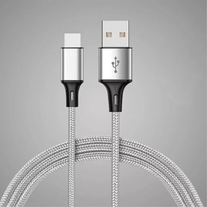 Pbuddy 1 Meter Braided USB to Type C Cable - Silver